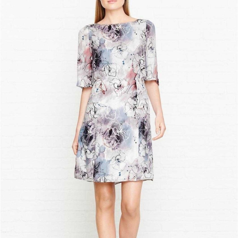 Reiss Orana-Printed Dress, MultiGray - NEW Tags On